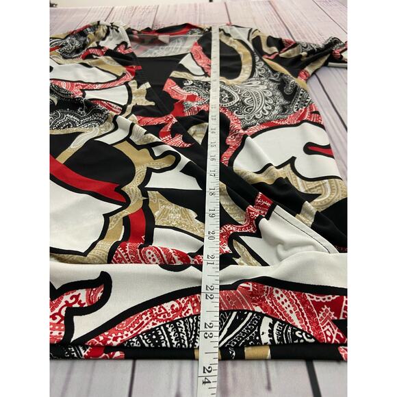 Chicos 1 Dual Layer Wrap Blouse Womens M 3/4 V Neck Sleeves Multicolor - Picture 7 of 10